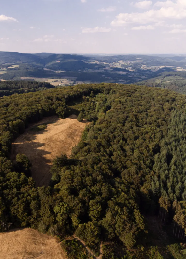 Vue aérienne sur le mont Beuvray 