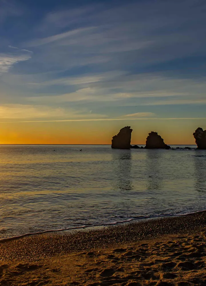 Coucher de soleil sur la plage de la Grande Conque au Cap d'Agde