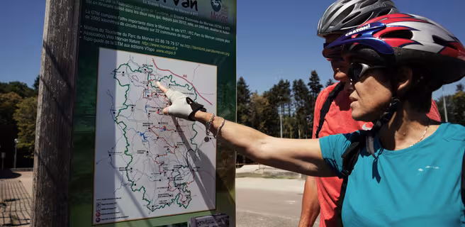 Carte de la Grande Traversée du Morvan à VTT