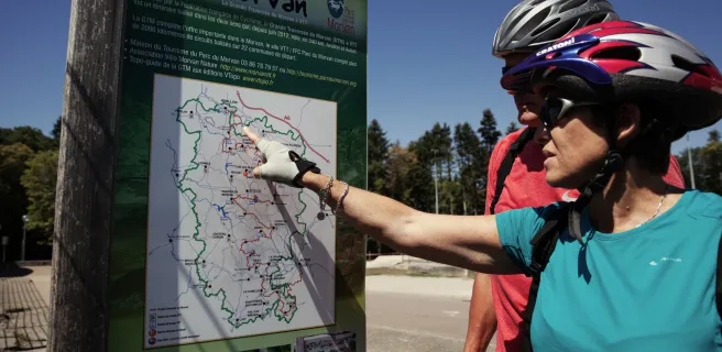 Carte de la Grande Traversée du Morvan à VTT